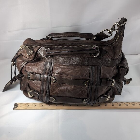 L.A.M.B. Gwen Stefani Brown Leather Purse Y2K Kensington LAMB Shoulder Bag Vtg - Picture 12 of 16